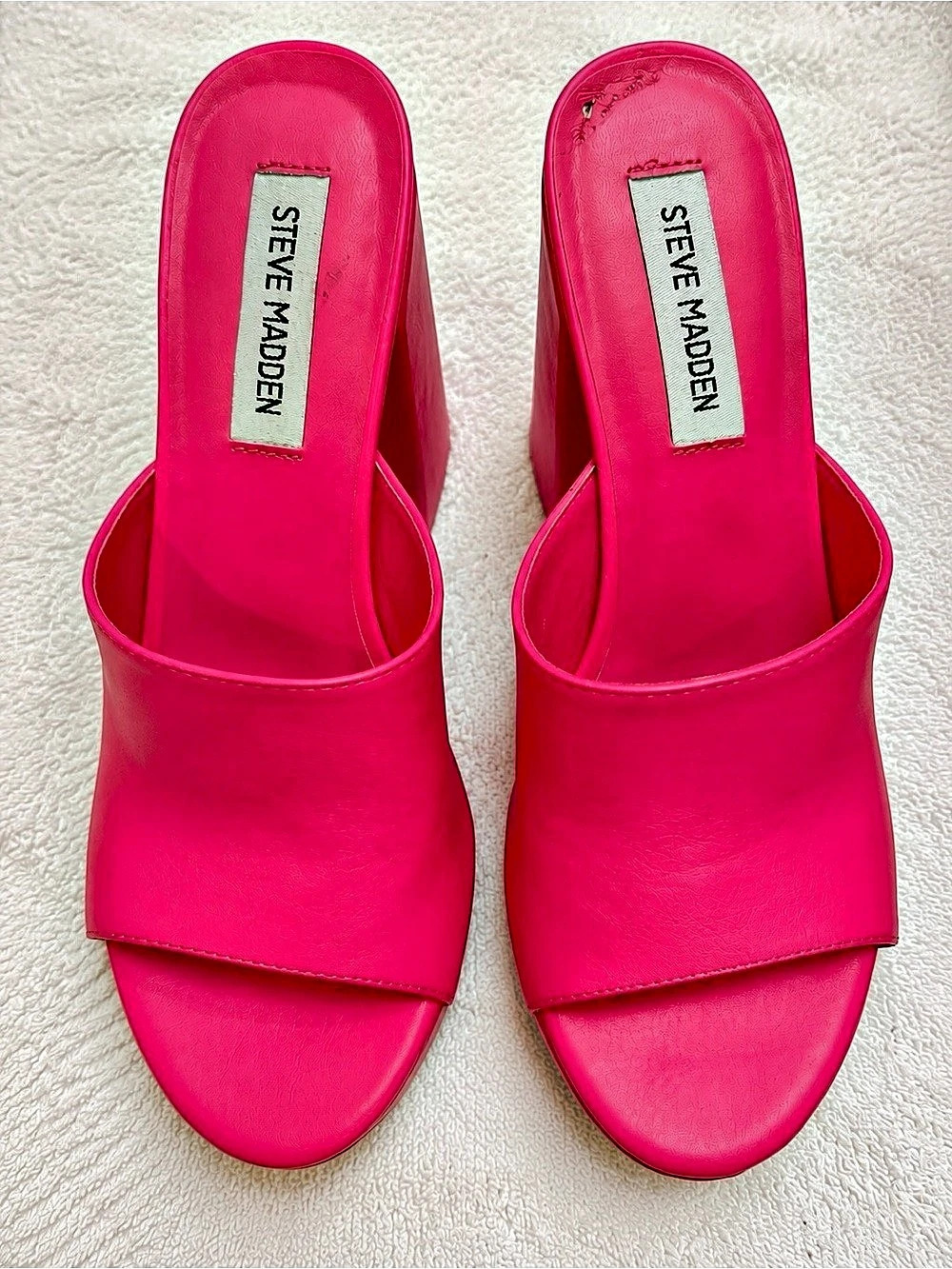 Steve Madden Hot Pink Platform Mule Block Heels Y2K
